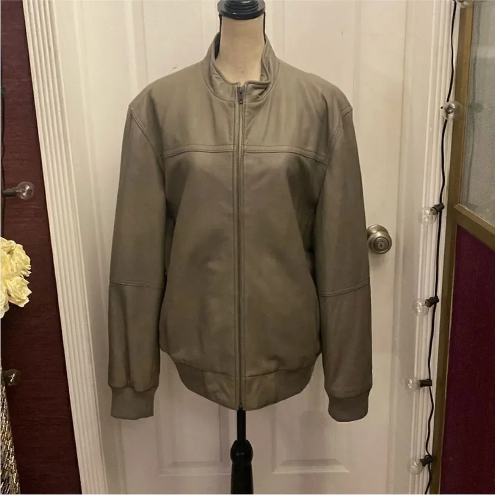 Murano Men's gray genuine Leather Jacket, XL